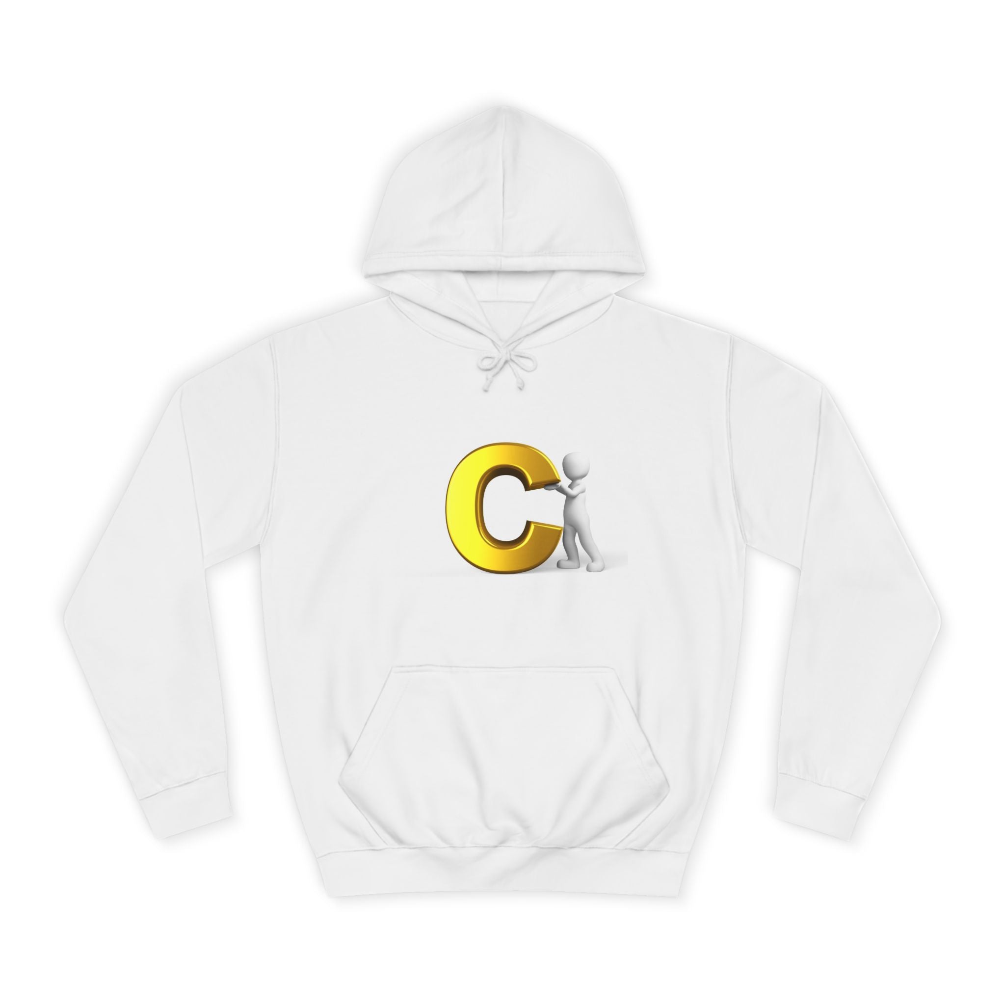 3D Yellow Letter C with Character Hoodie | Initial Monogram Sweatshirt