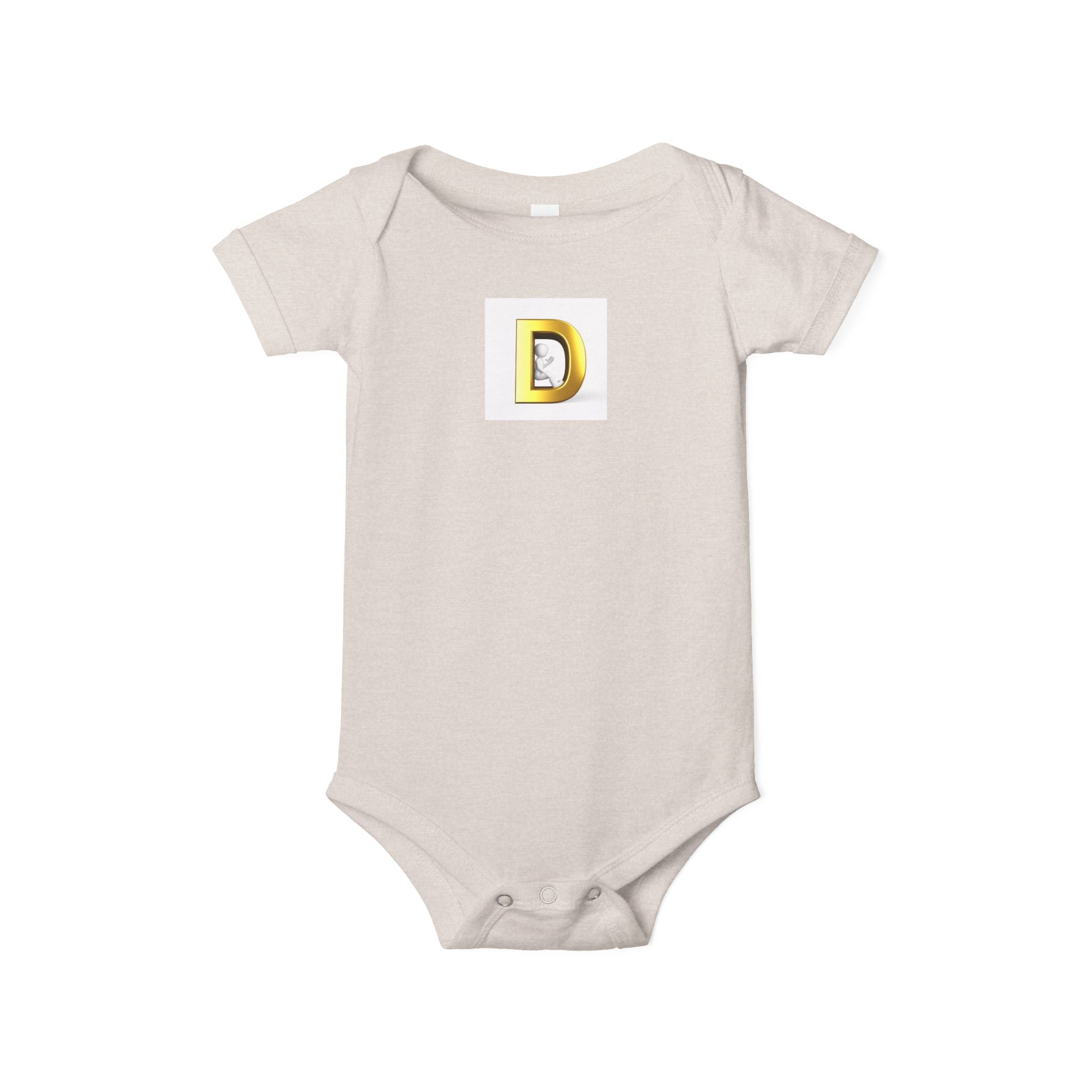 Body pour bébé avec lettre D dorée | Body personnalisé avec initiale