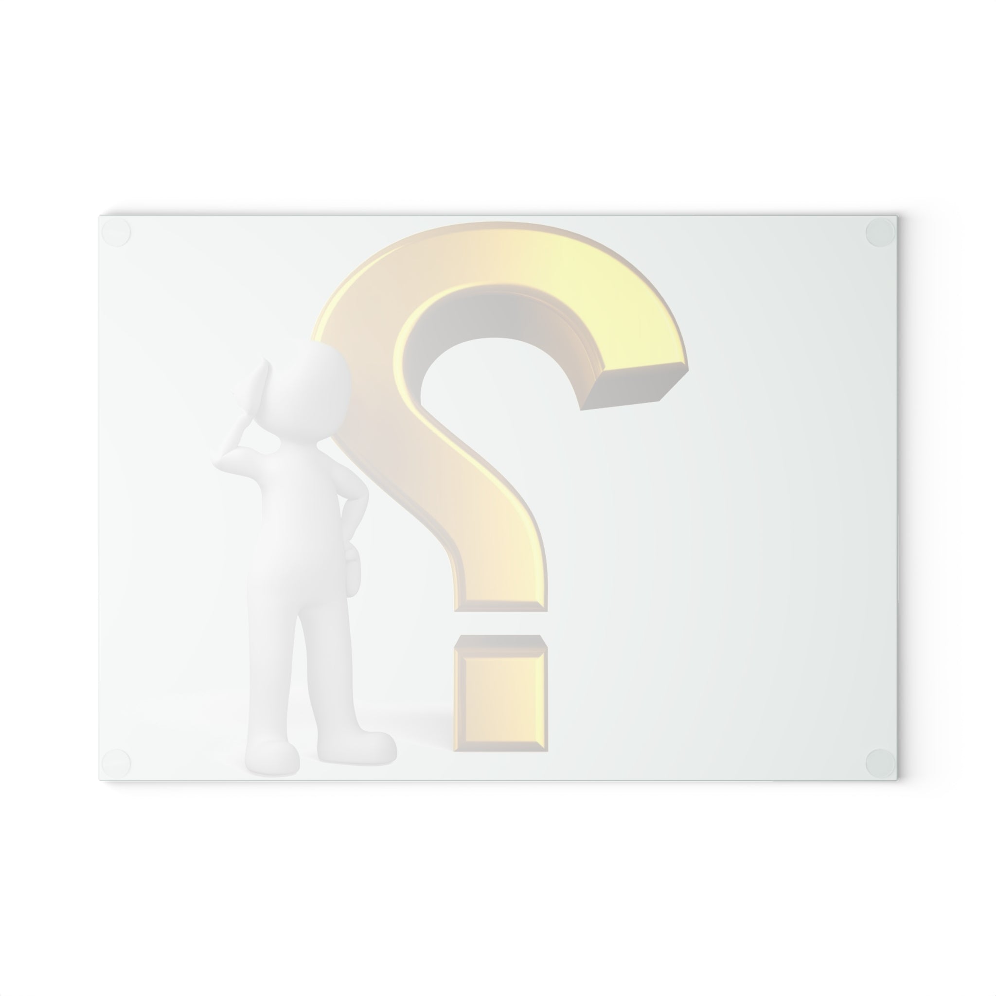3D Gold Question Mark figure Glass Cutting Board | Decorative Kitchen Chopping Board