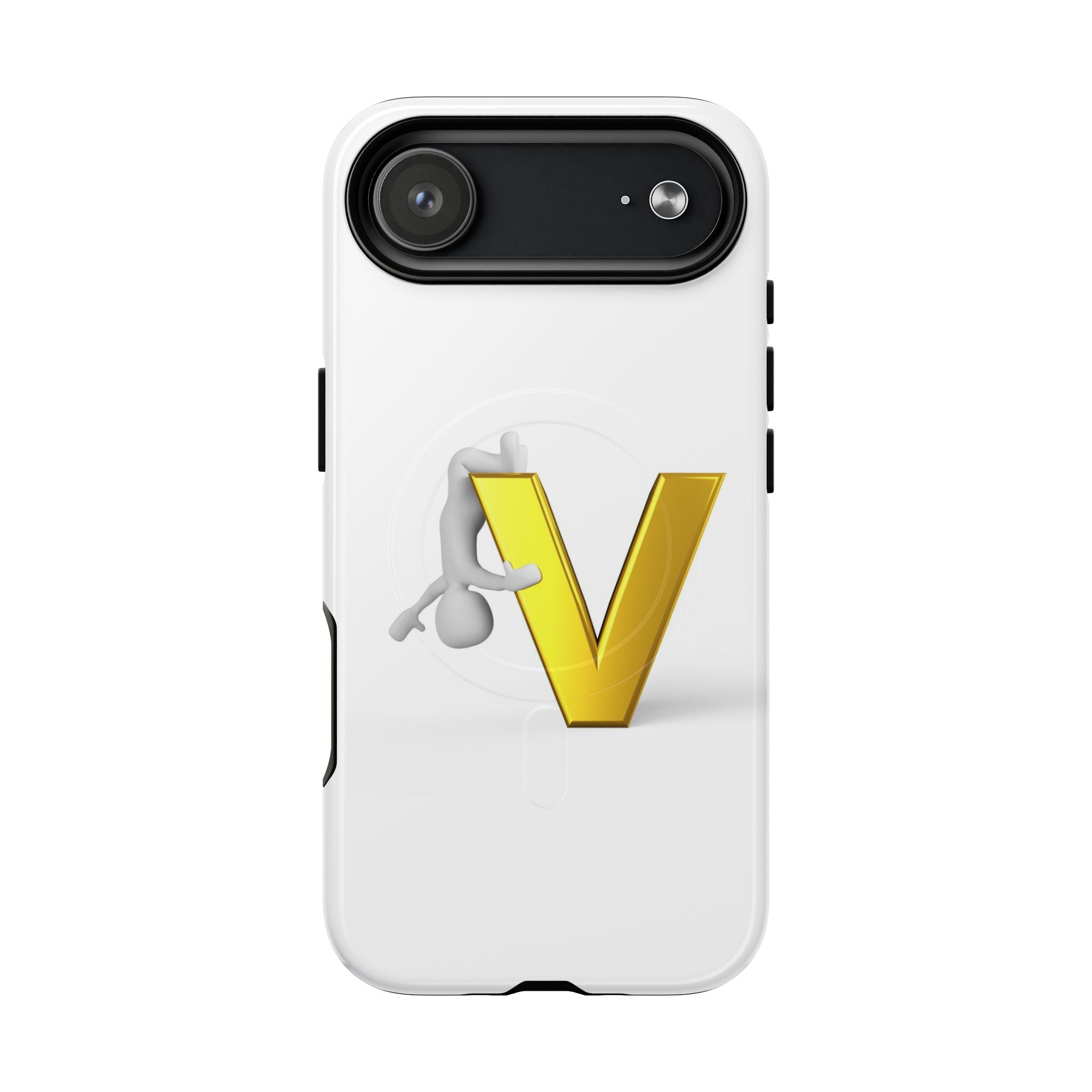 Coque de téléphone aimantée résistante 3D lettre V jaune | Coque iPhone Monogramme V