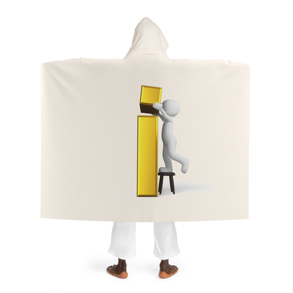 Cream Hooded Sherpa Fleece Blanket | Figure Building Letter i Cozy Hooded Throw
