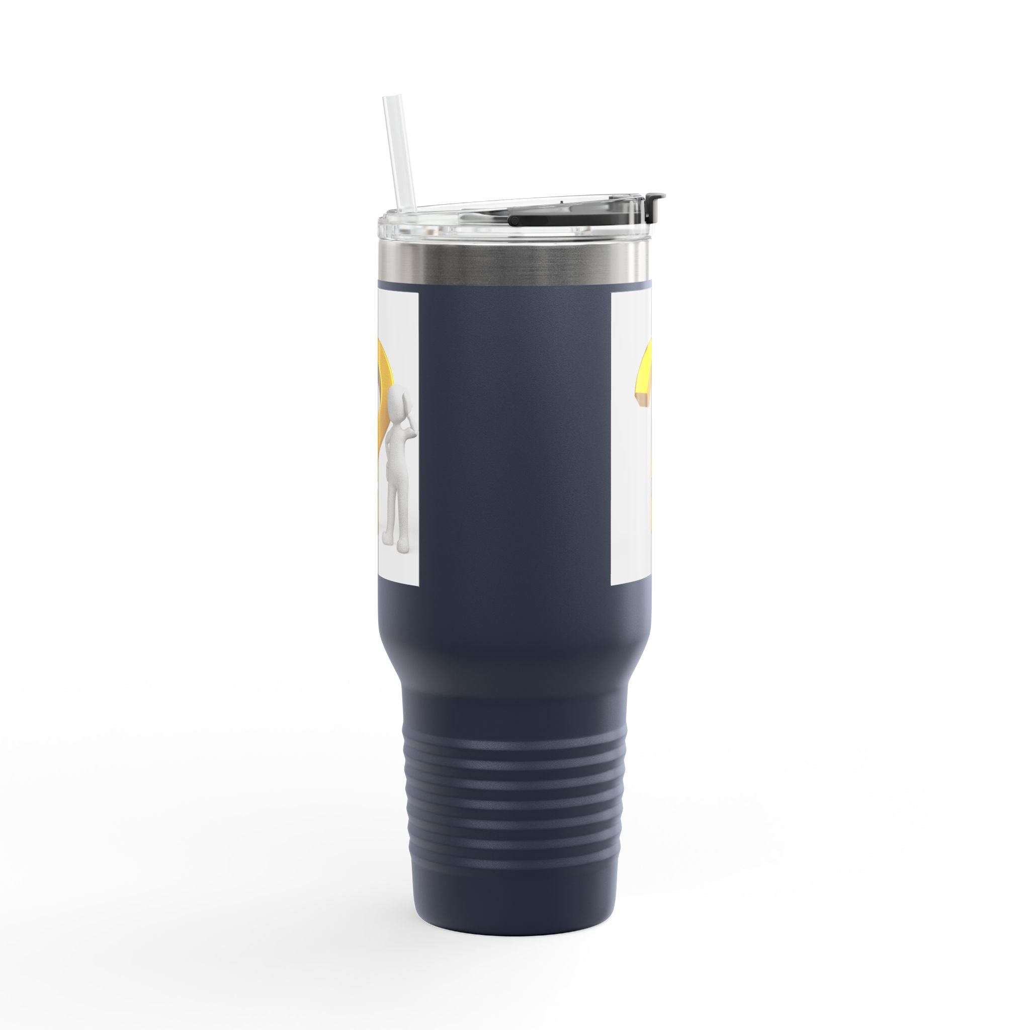 Mug de voyage illustré d'un point d'interrogation en or 3D | Gobelet isotherme de 40 oz
