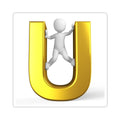 3D Gold Letter U with Climbing Figure Sticker | Kiss-Cut Sticker