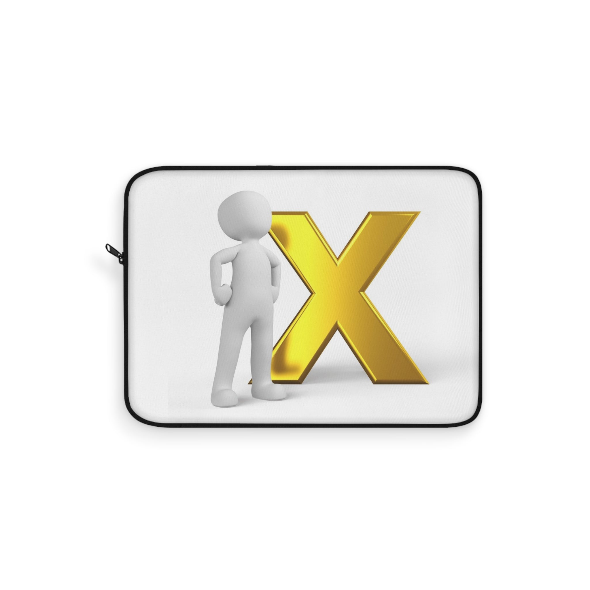 3D Stick Figure with Gold X Laptop Sleeve | Minimal Tech Design