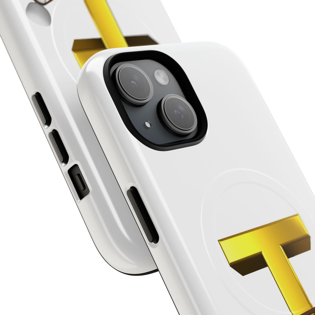 Gold Letter T with Tugging Figure phone case | Magnetic Tough Case