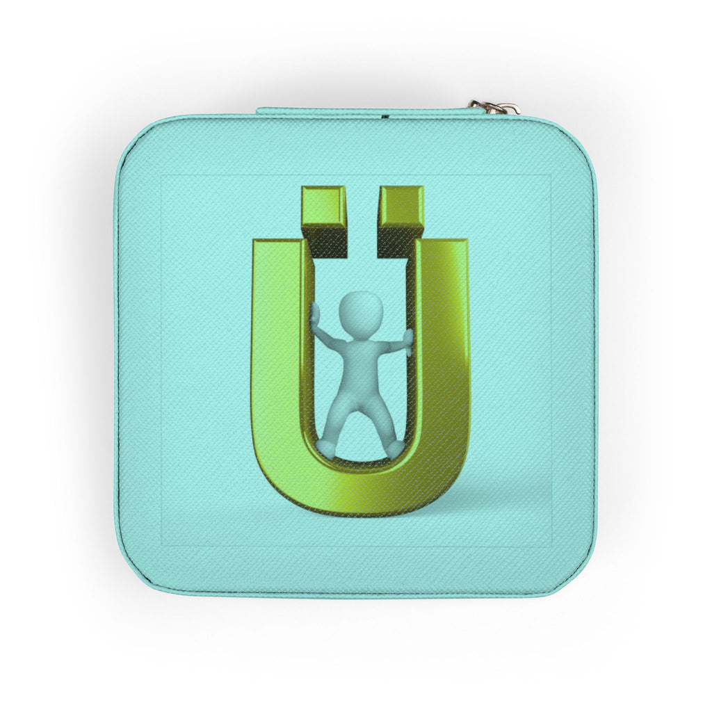 Gold Letter Ü Monogram Jewelry Travel Case | Compact Portable Organizer
