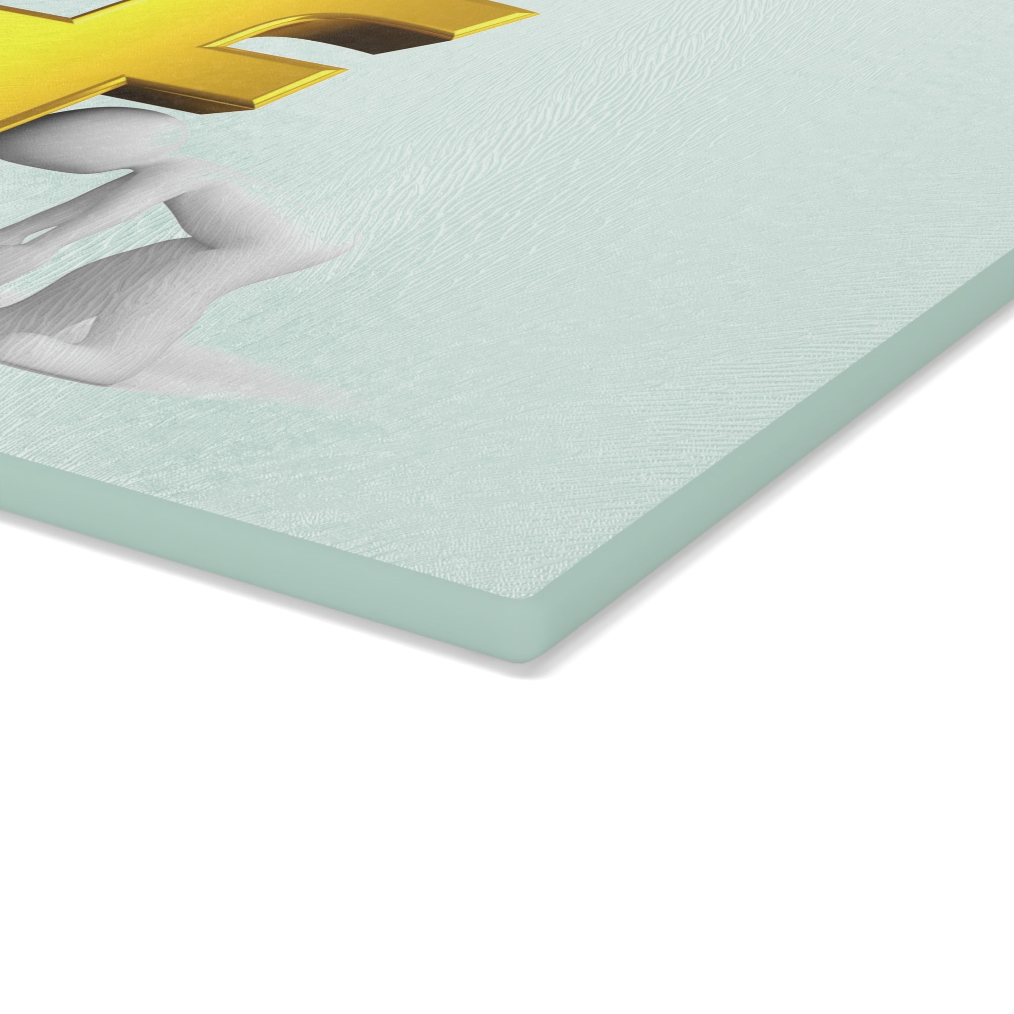3D Gold Letter F with Figure Glass Cutting Board | Kitchen Decor