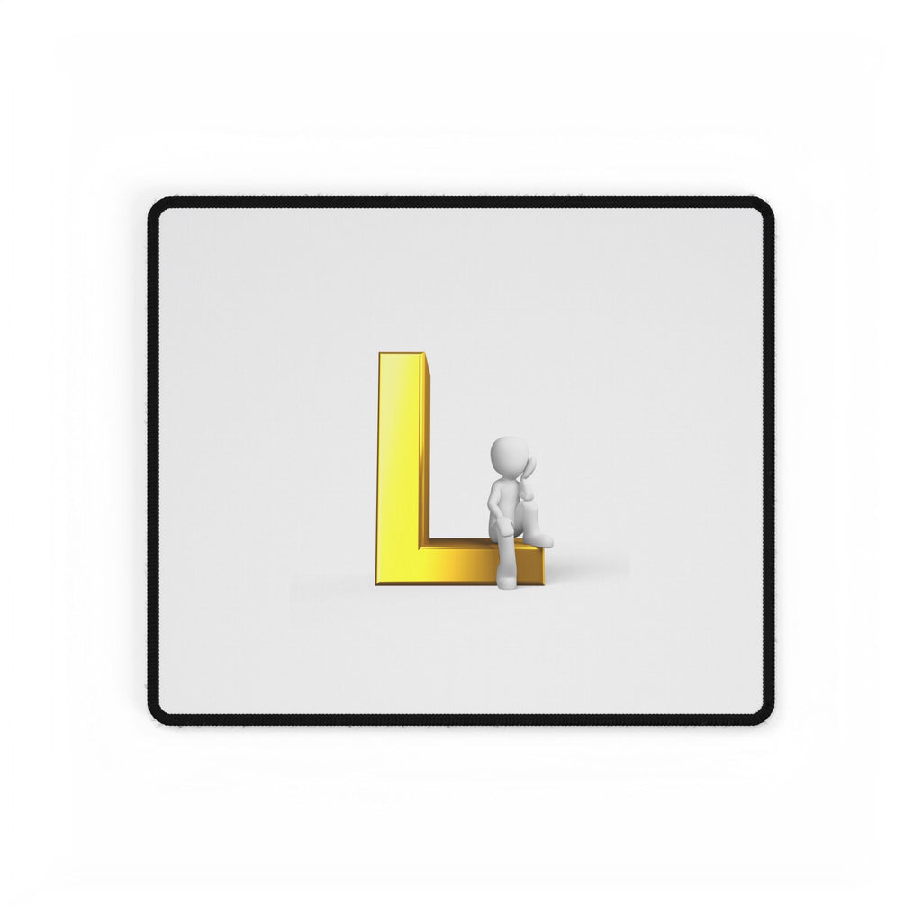 Gold Letter L with Sitting Figure Desk Mat | Minimal Initial Mouse Pad