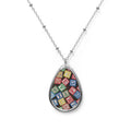 Alphabet Block Oval Necklace — Retro Baby Blocks Tear Drop Pendant