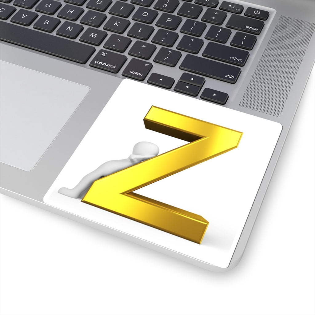Gold 3D Letter Z Sticker | Alphabet Initial Laptop Decal