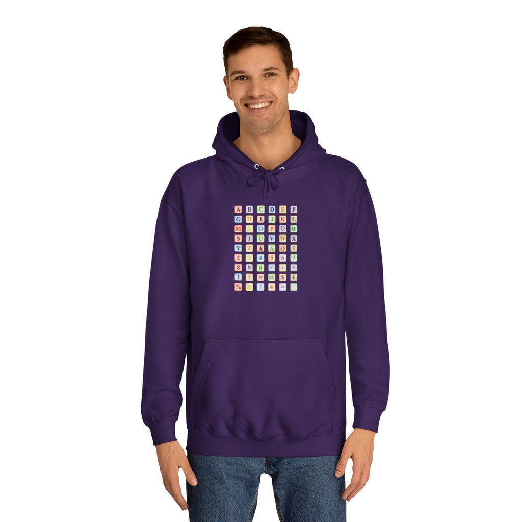 Alphabet Blocks Hoodie | Colorful Letter Grid, Back & Front Print