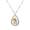 Oval Teardrop Pendant Necklace — Question Mark Oval Necklace
