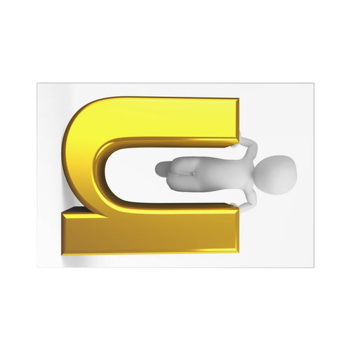 Cartes postales avec lettre U dorée en 3D et personnage