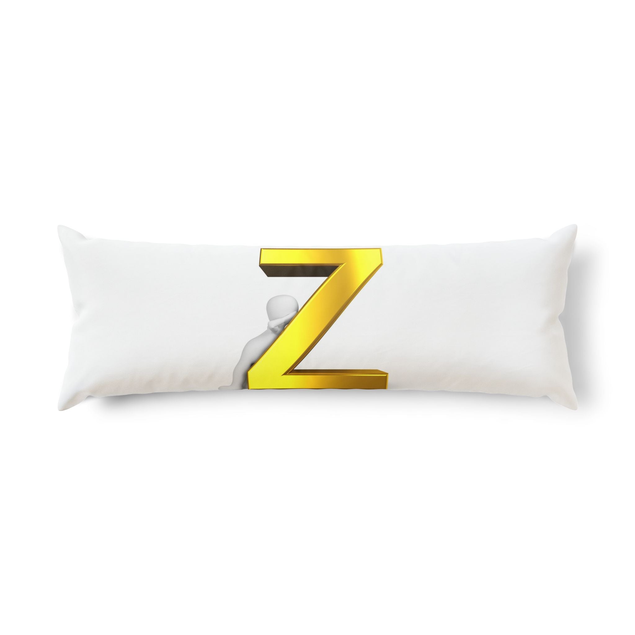 Gold Z Letter Body Pillow | Monogram Alphabet Decorative Pillow