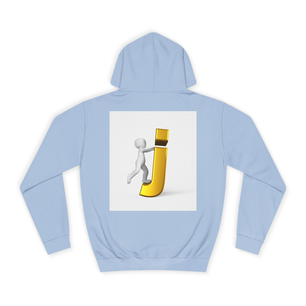 3D Stick Figure Riding Gold Letter J Hoodie | Initial Monogram Letter J