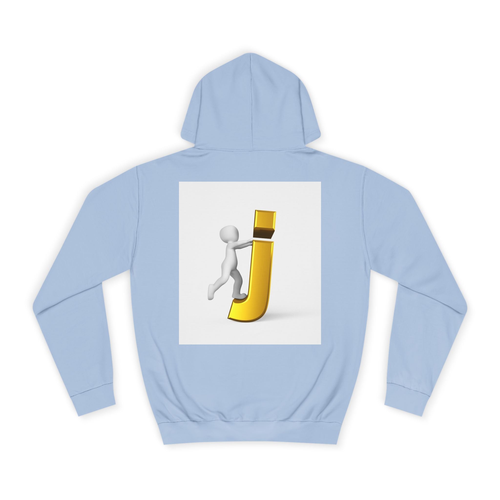 3D Stick Figure Riding Gold Letter J Hoodie | Initial Monogram Letter J