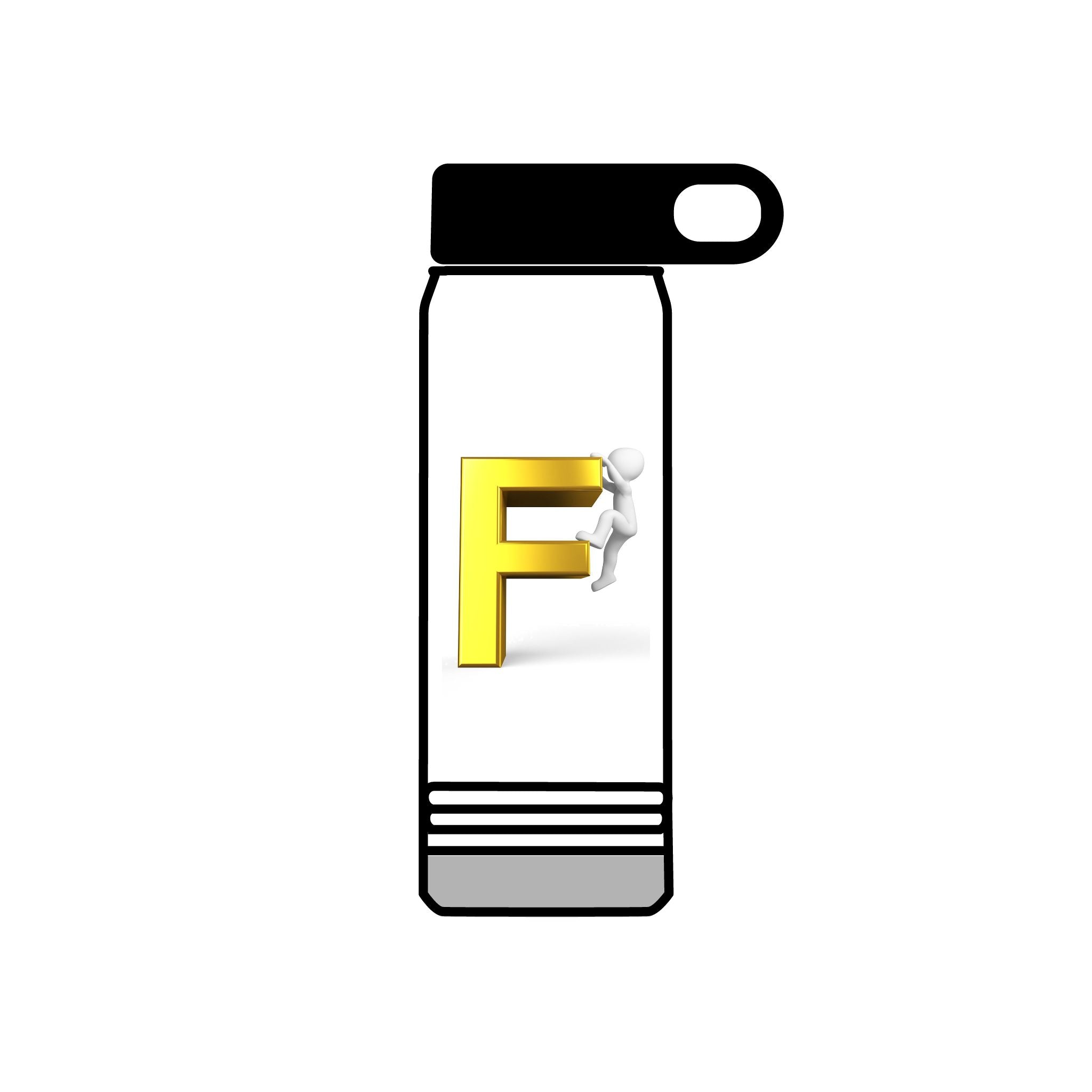 Yellow 3D Letter F with Climber Water Bottle | 20oz Bottle