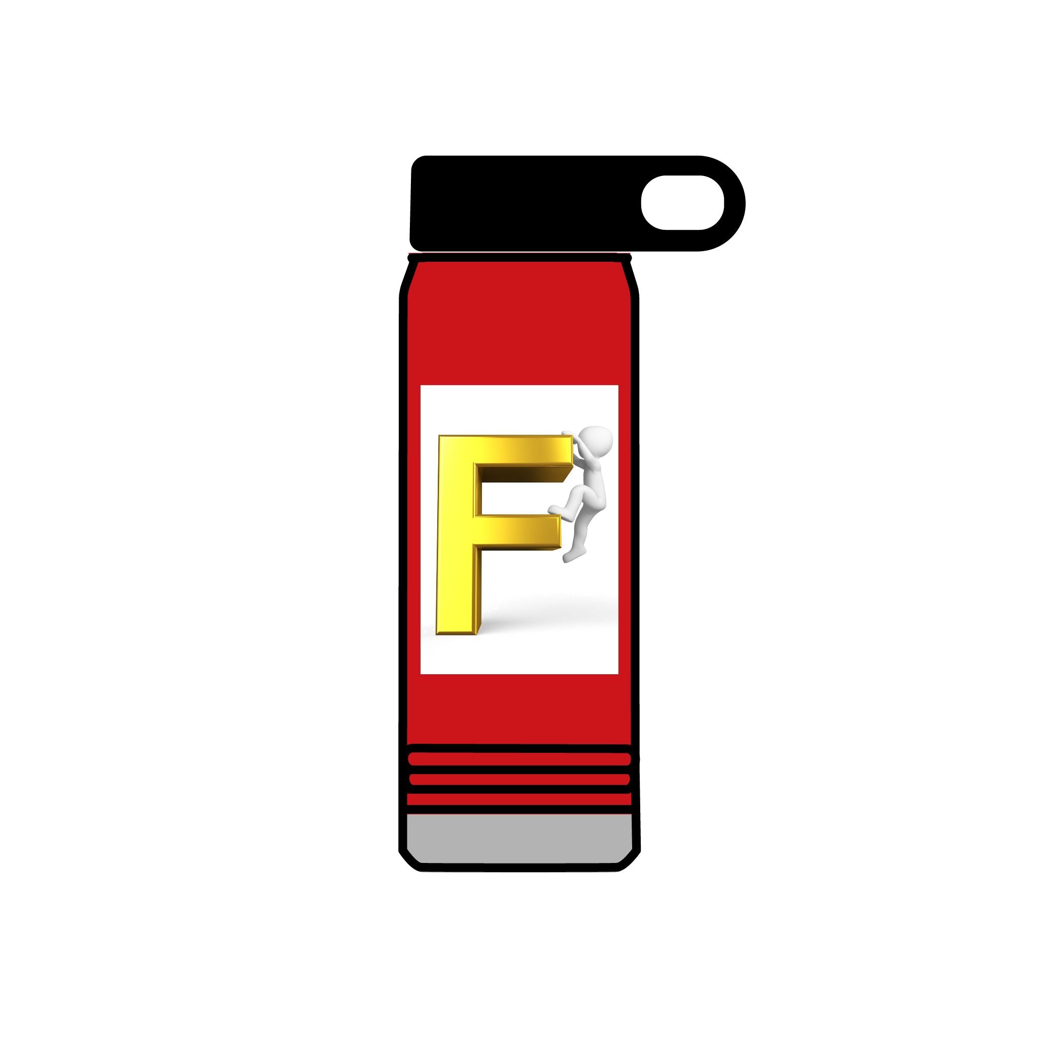 Yellow 3D Letter F with Climber Water Bottle | 20oz Bottle