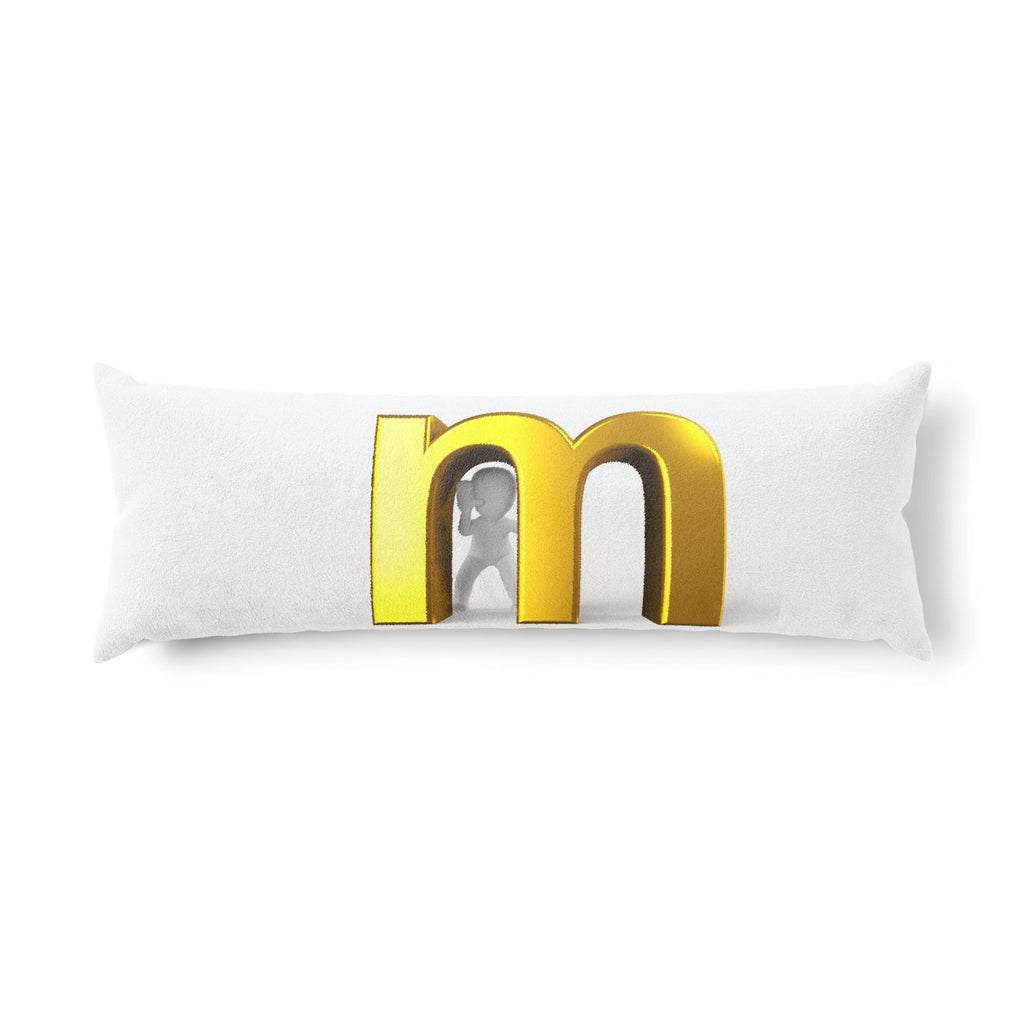 Gold 3D Letter M Body Pillow | Monogram Initial Decorative Pillow