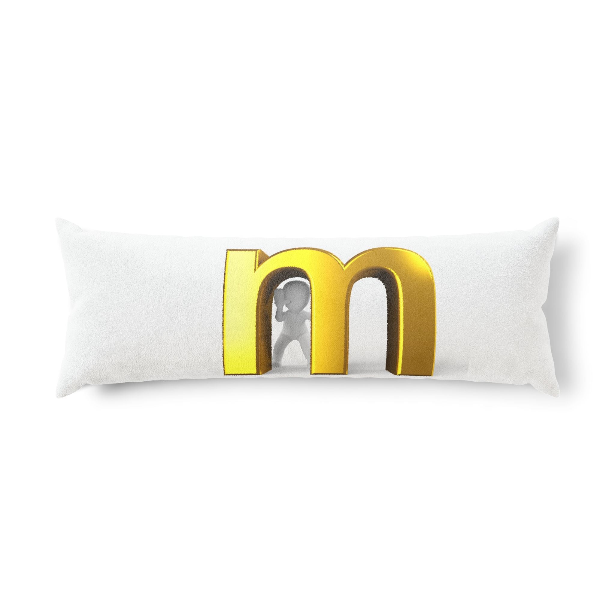 Gold 3D Letter M Body Pillow | Monogram Initial Decorative Pillow