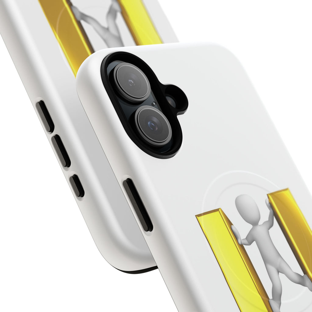 3D Gold U Letter with Stick Figure phone case | Tough Magnetic Case