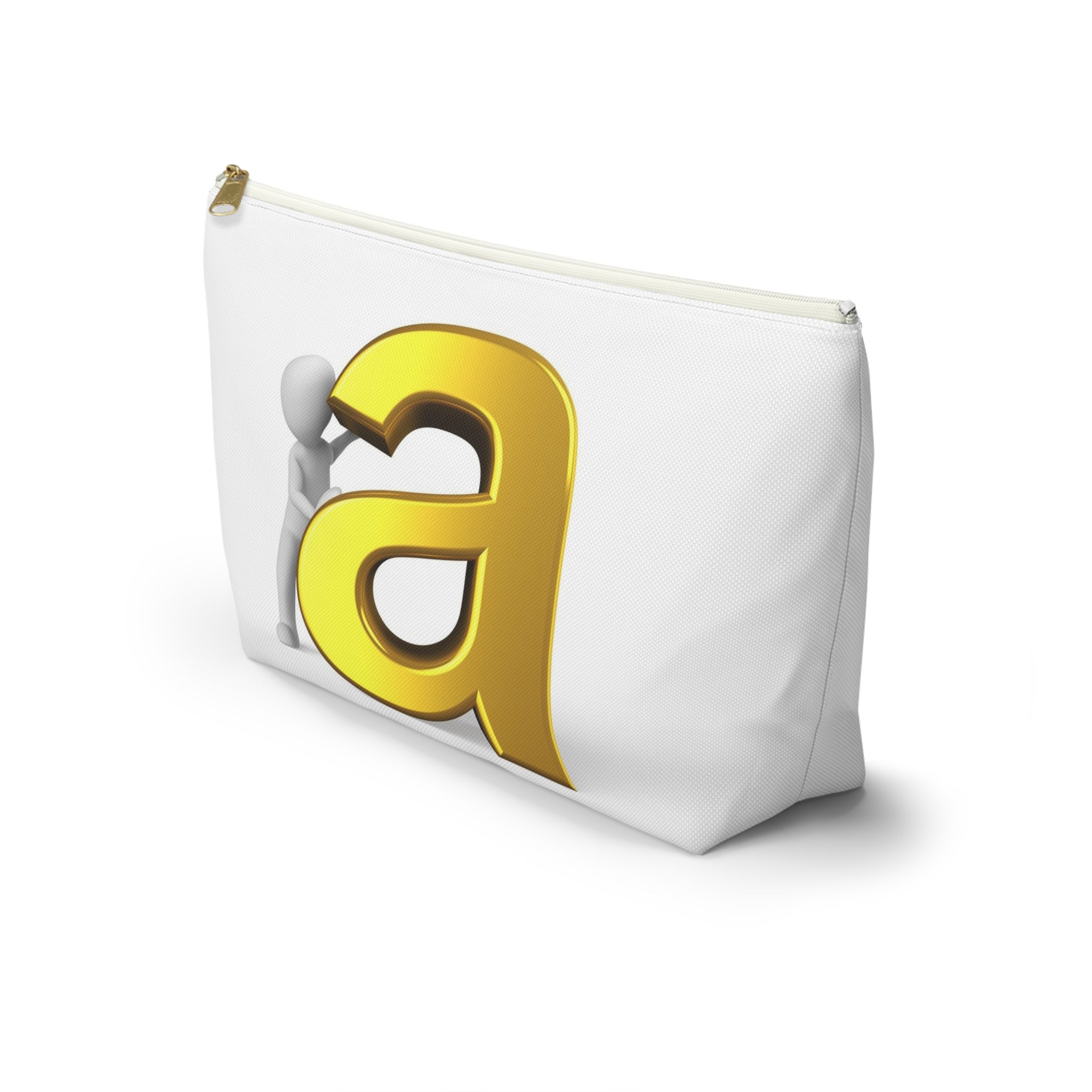 Gold Letter A Monogram Accessory Pouch | T-Bottom Makeup Bag