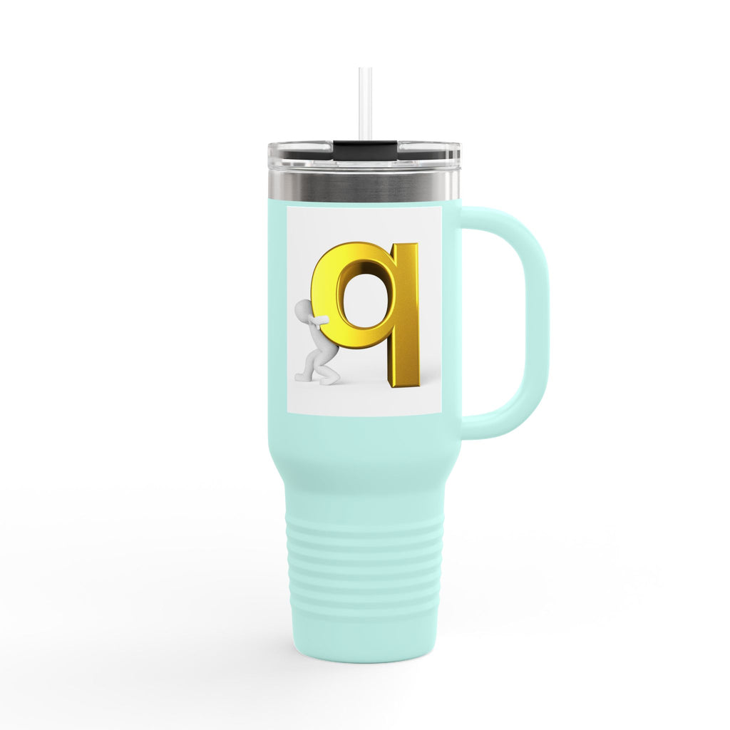 3D Gold Letter Q Illustration Travel Mug | 40oz Insulated Tumbler