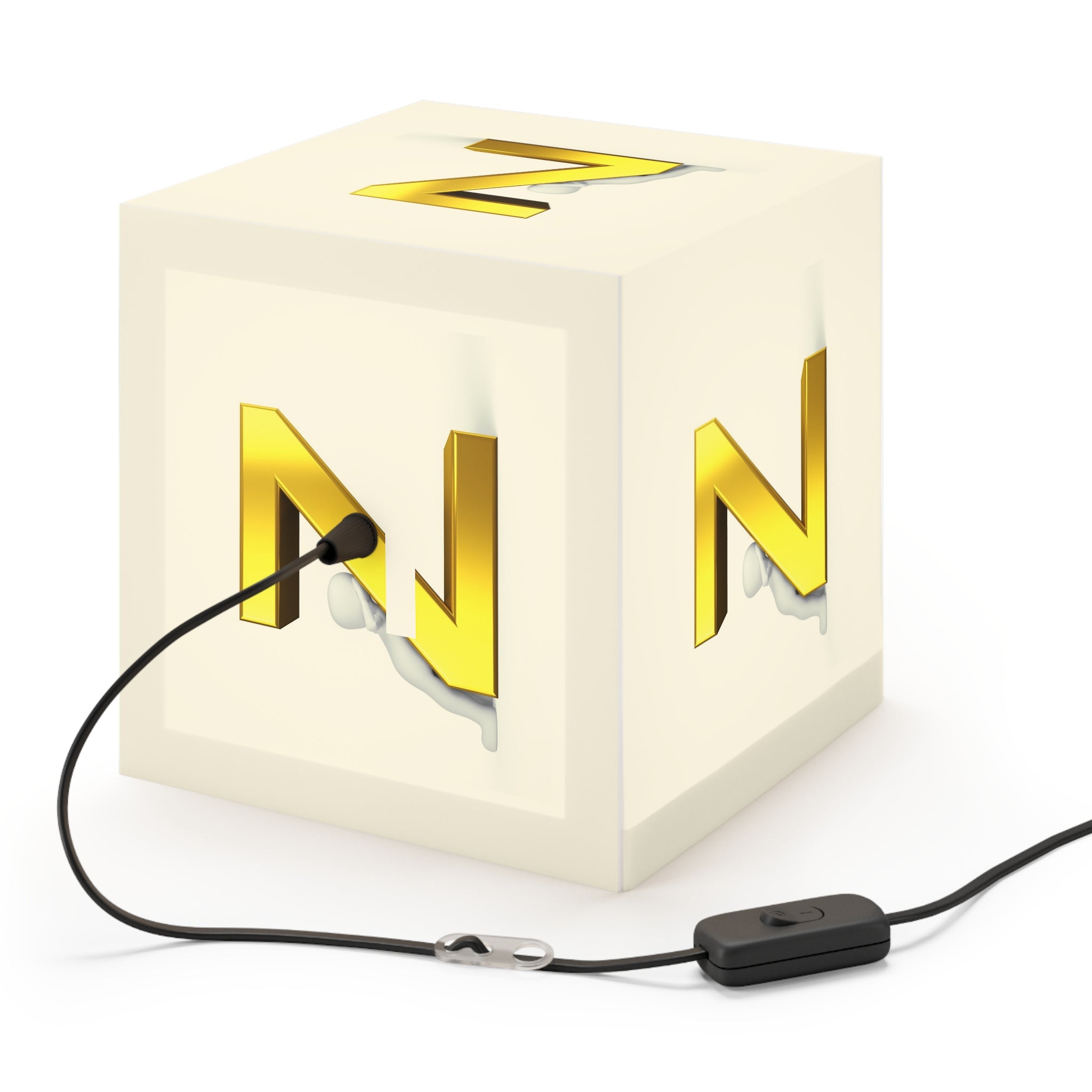 Gold Z Letter Cube Lamp | Modern Decorative Light