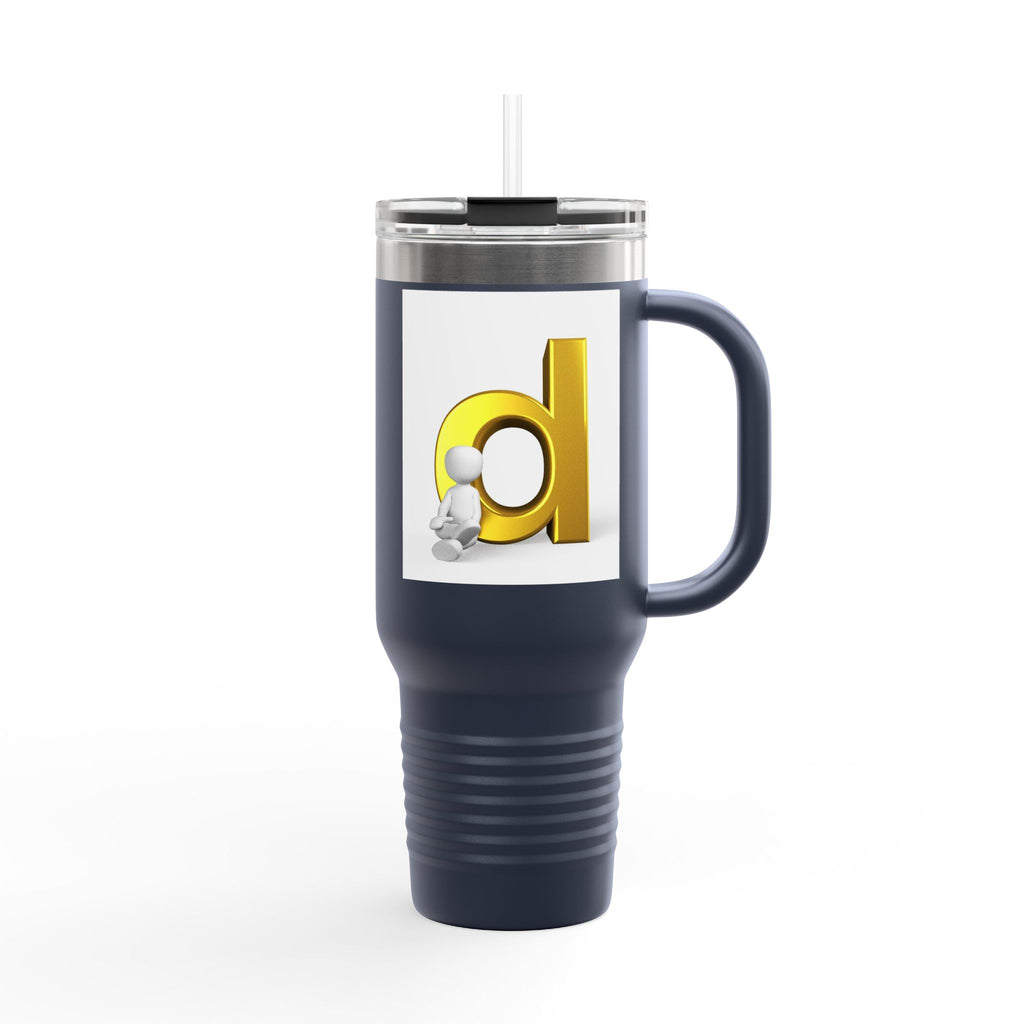 Gold Letter D Initial Travel Mug | 40oz Insulated Tumbler