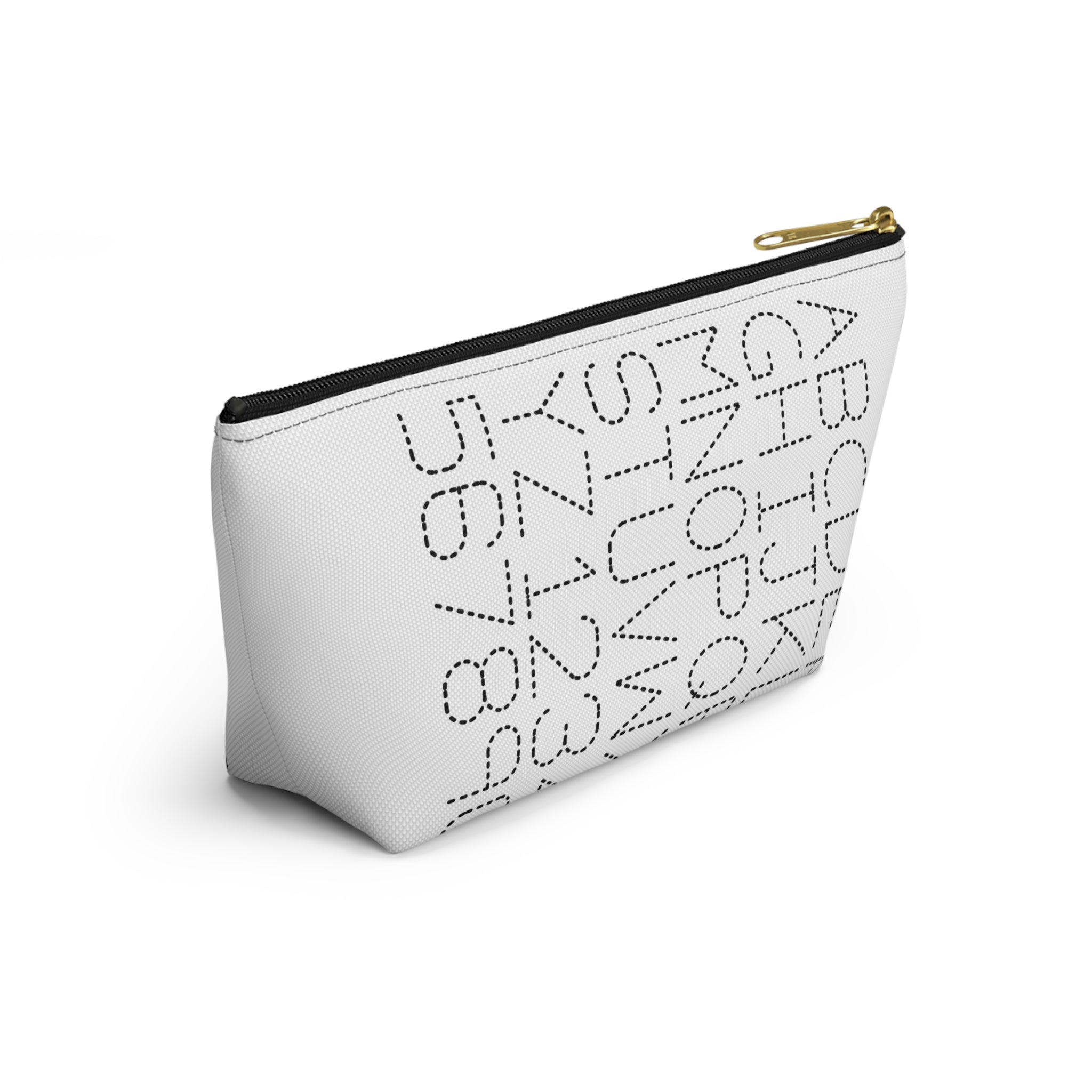 Dotted Alphabet & Numbers Accessory Pouch | T-Bottom Zip Bag