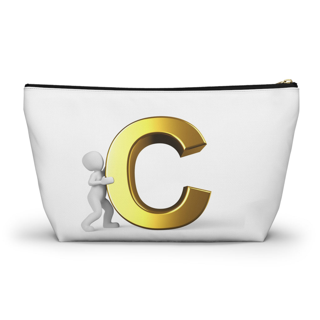 Gold Letter C Monogram Accessory Pouch | Initial Cosmetic Bag