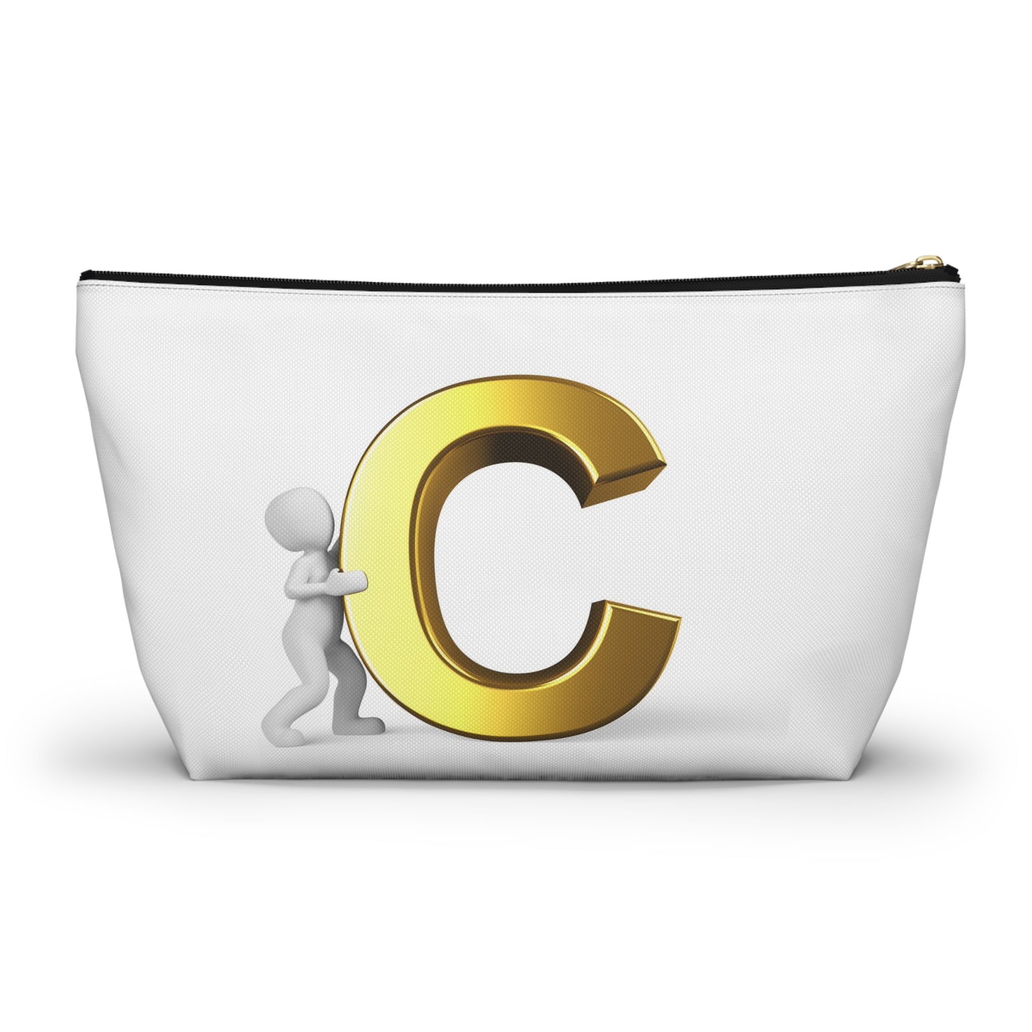Gold Letter C Monogram Accessory Pouch | Initial Cosmetic Bag