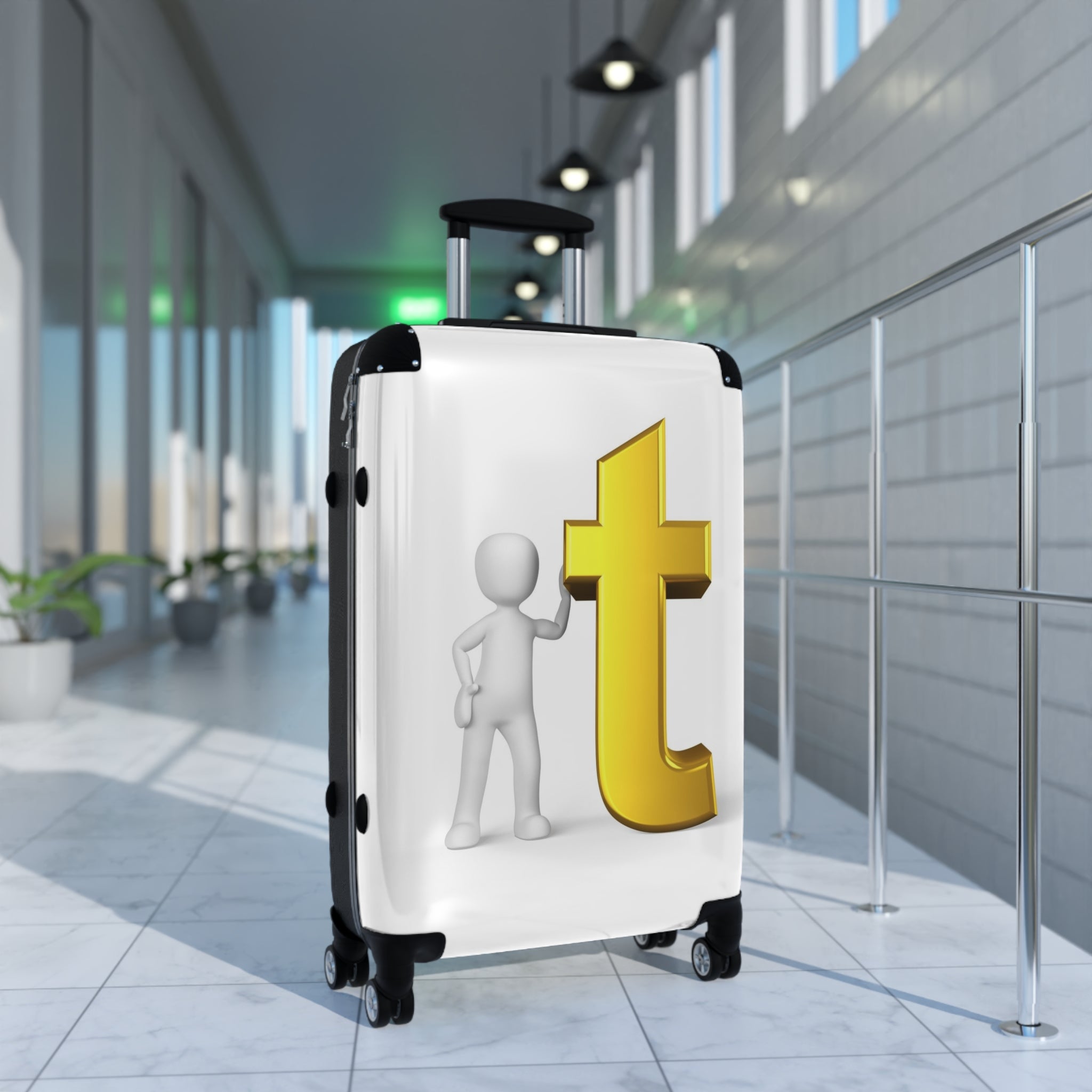 Yellow Letter T Graphic Suitcase | Personalized Monogram Luggage Cover