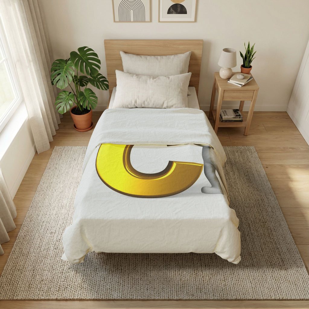 Gold Letter C Initial Duvet Cover | Monogram Bedding, Personalized Initial