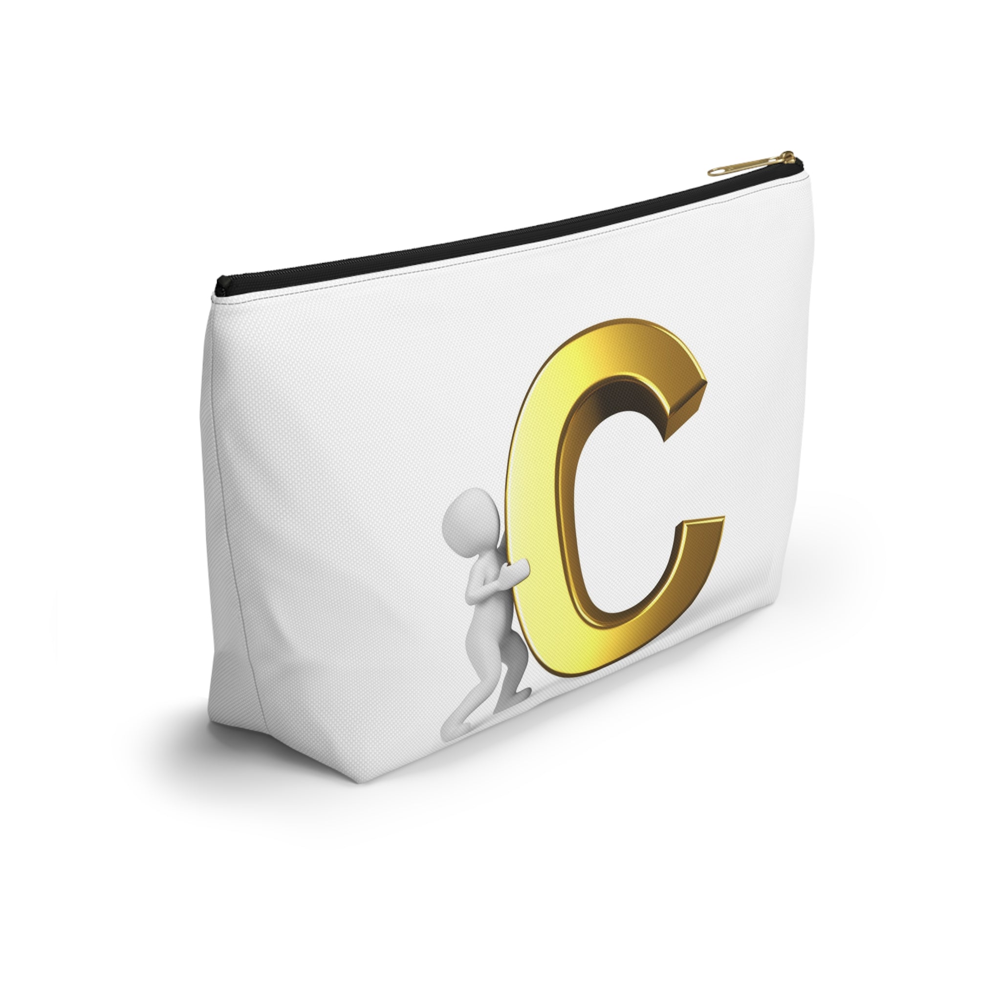 Gold Letter C Monogram Accessory Pouch | Initial Cosmetic Bag