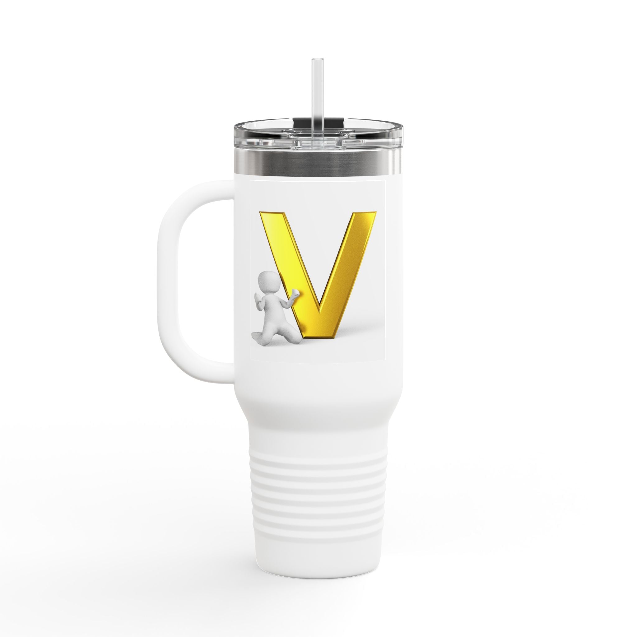 3D Letter V Design Travel Mug | 40oz Insulated Tumbler