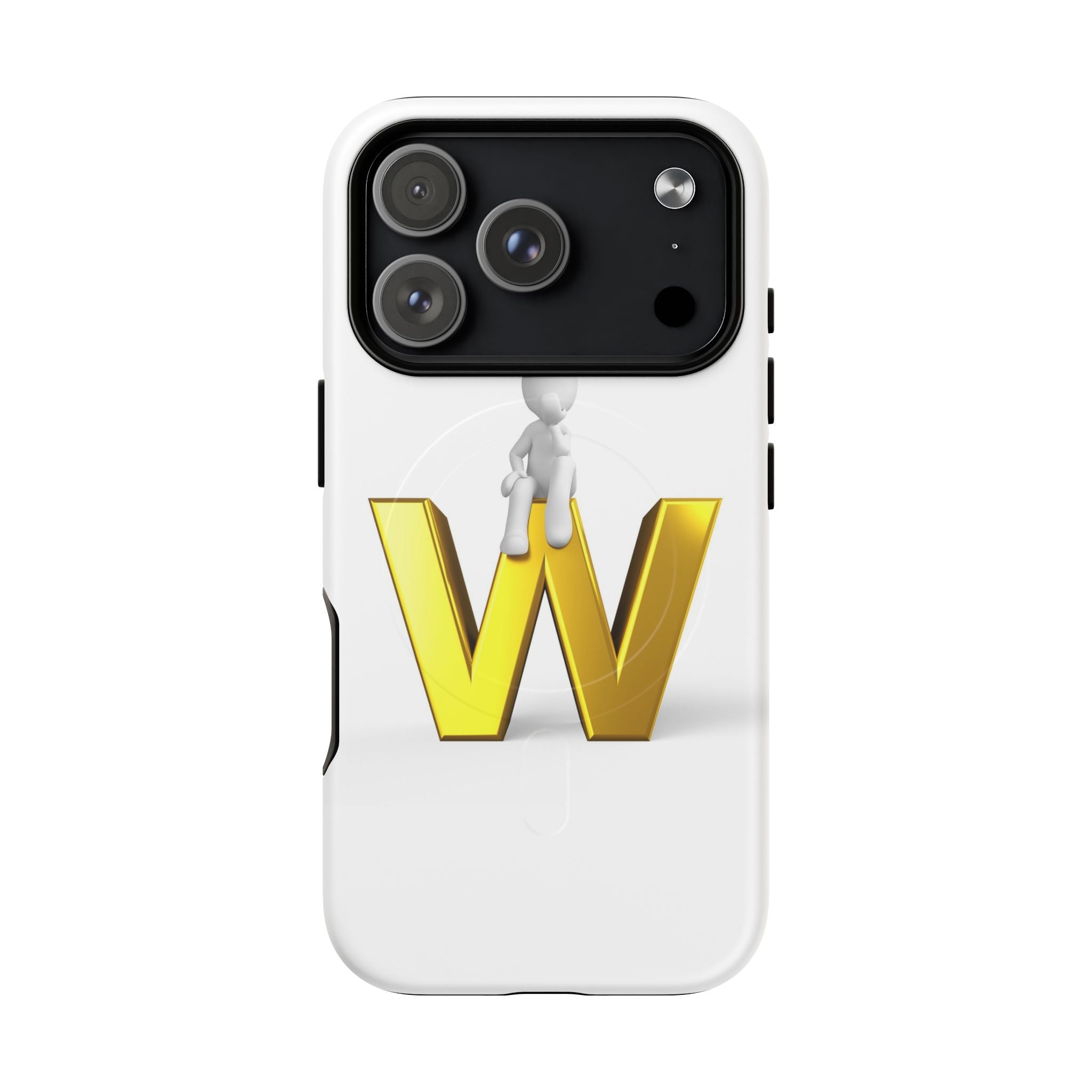 Coque de téléphone magnétique robuste avec figurine 3D sur fond doré