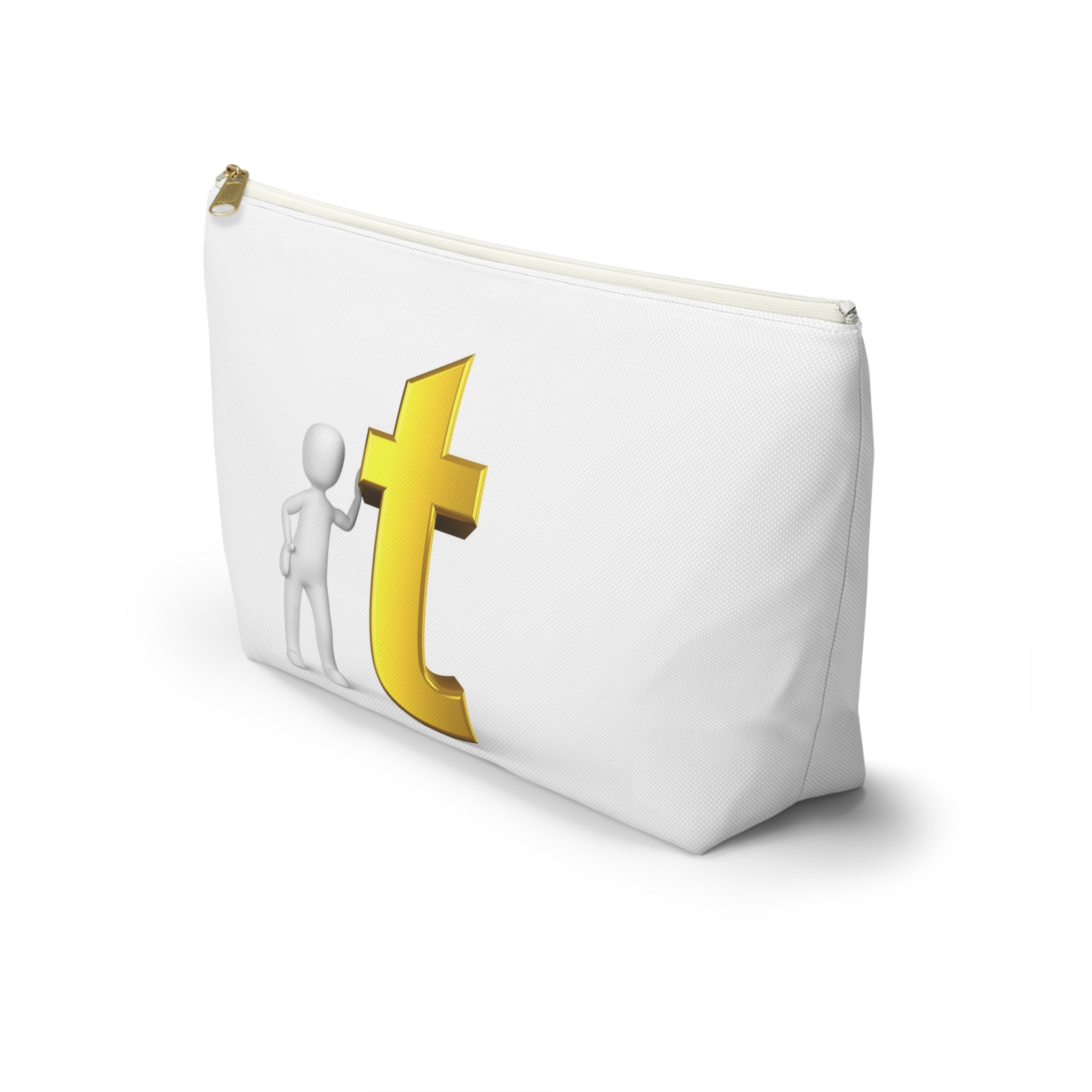 Gold Letter T Monogram Accessory Pouch | T-Bottom Makeup Bag