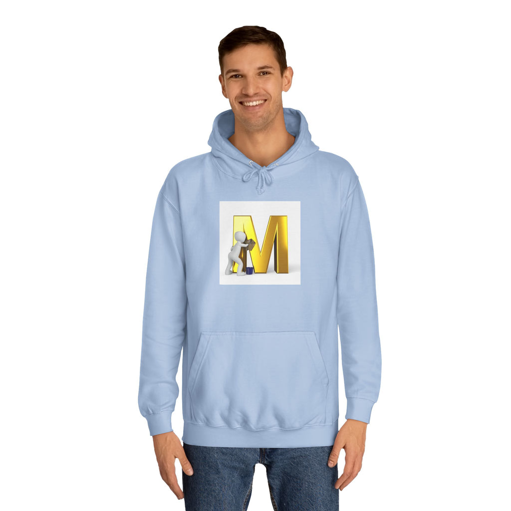 Gold Letter M with Figure Hoodie | Monogram Initial M Sweatshirt