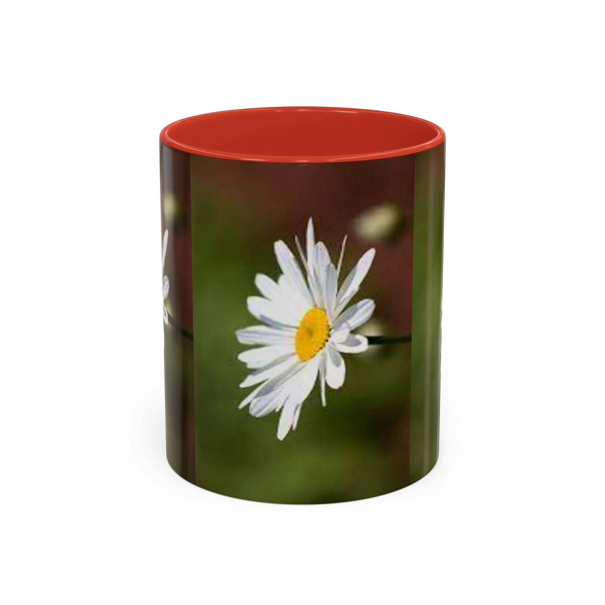 White Daisy Floral Accent Mug | 11oz or 15oz Ceramic