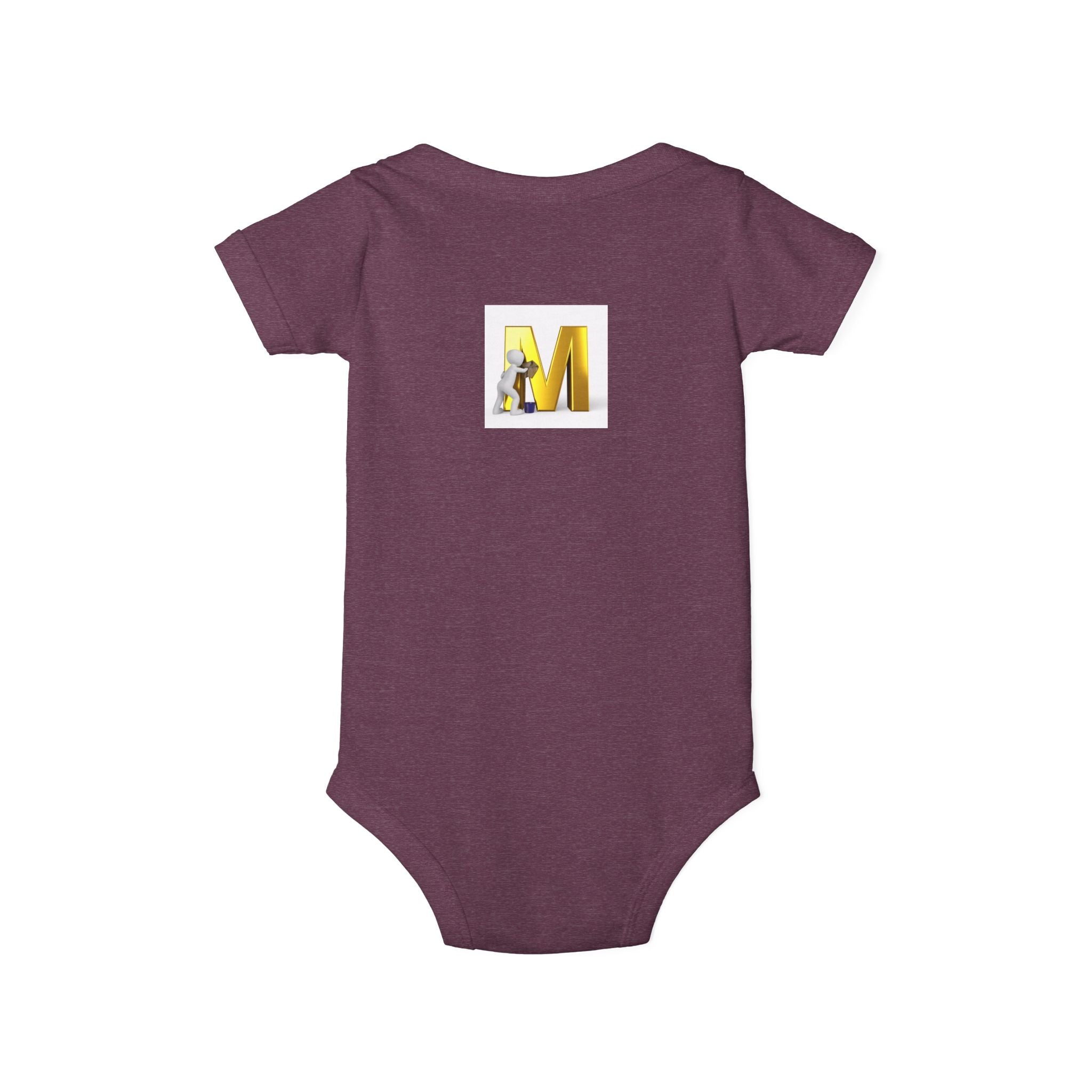Yellow Letter M with Mouse Onesie | Baby Monogram Initial Infant Bodysuit