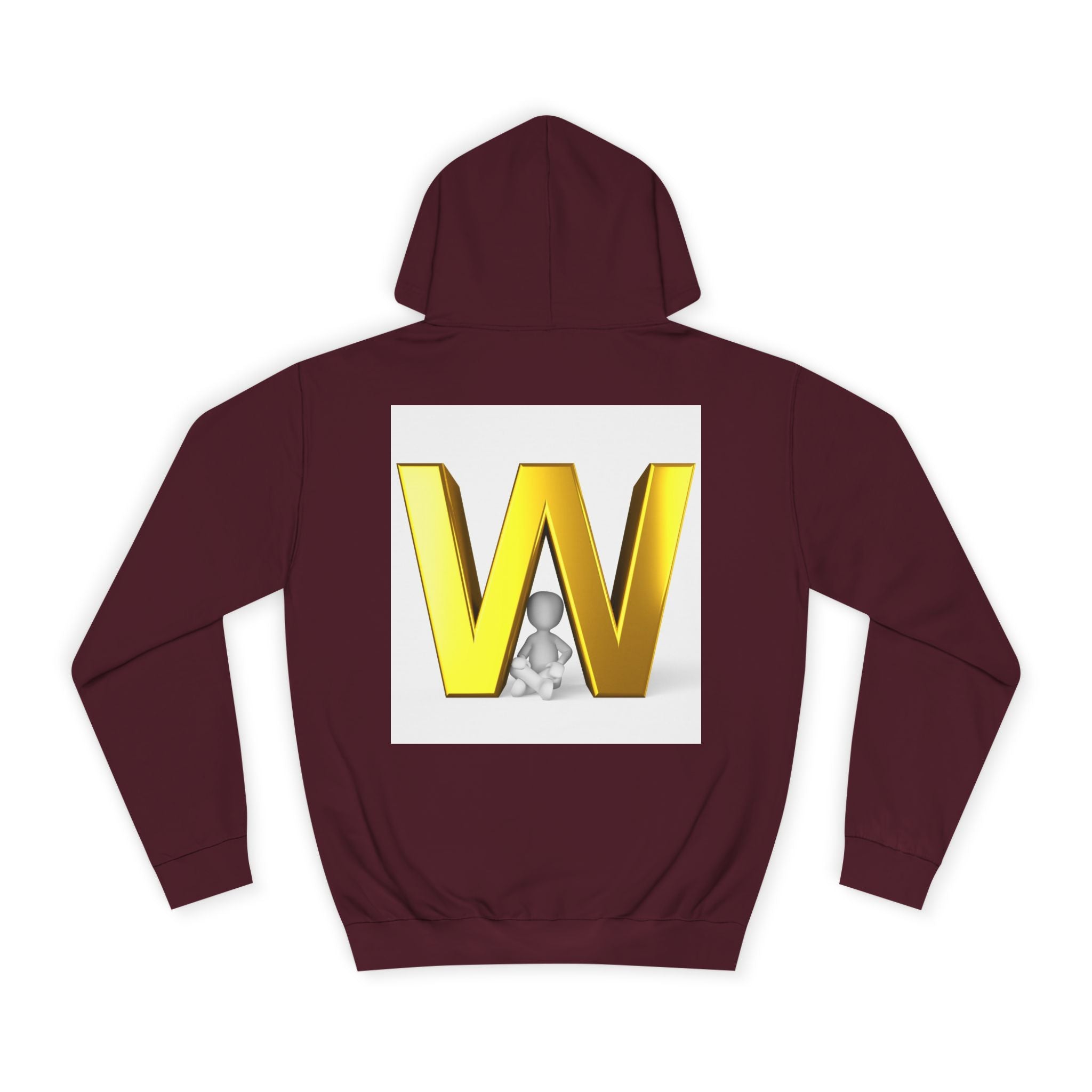 Gold 3D Letter W Hoodie | Monogram Initial Sweatshirt
