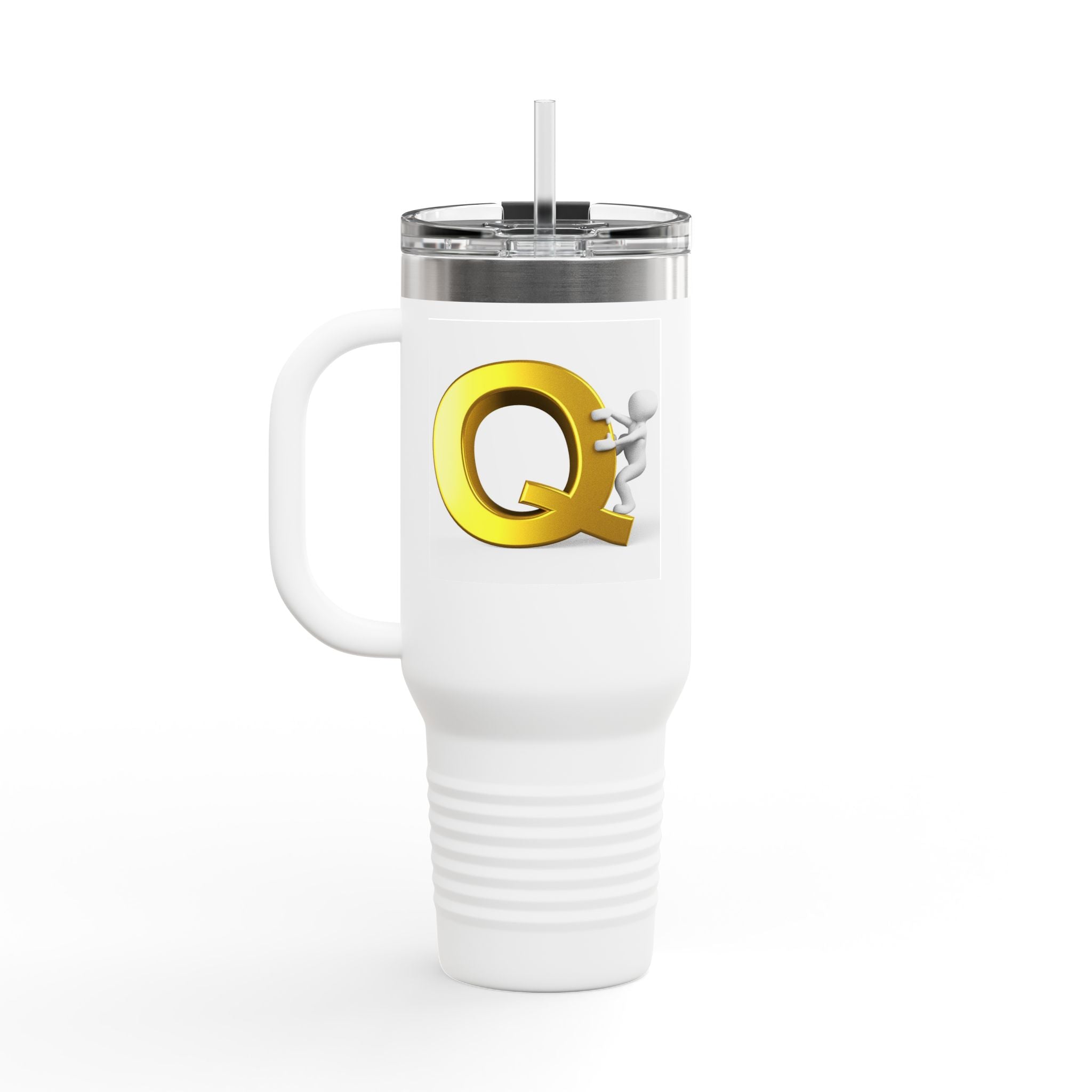 Gold Letter Q Monogram Travel Mug | 40oz Insulated Tumbler