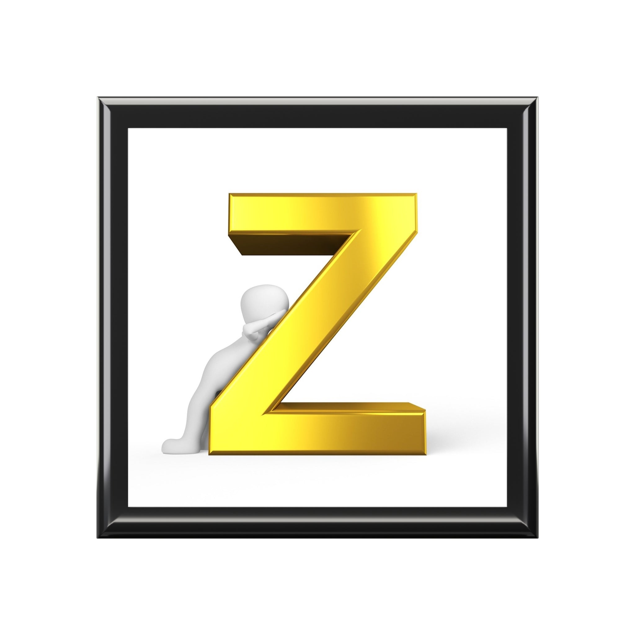 Gold Letter Z Monogram Jewelry Box | Personalized Initial Keepsake
