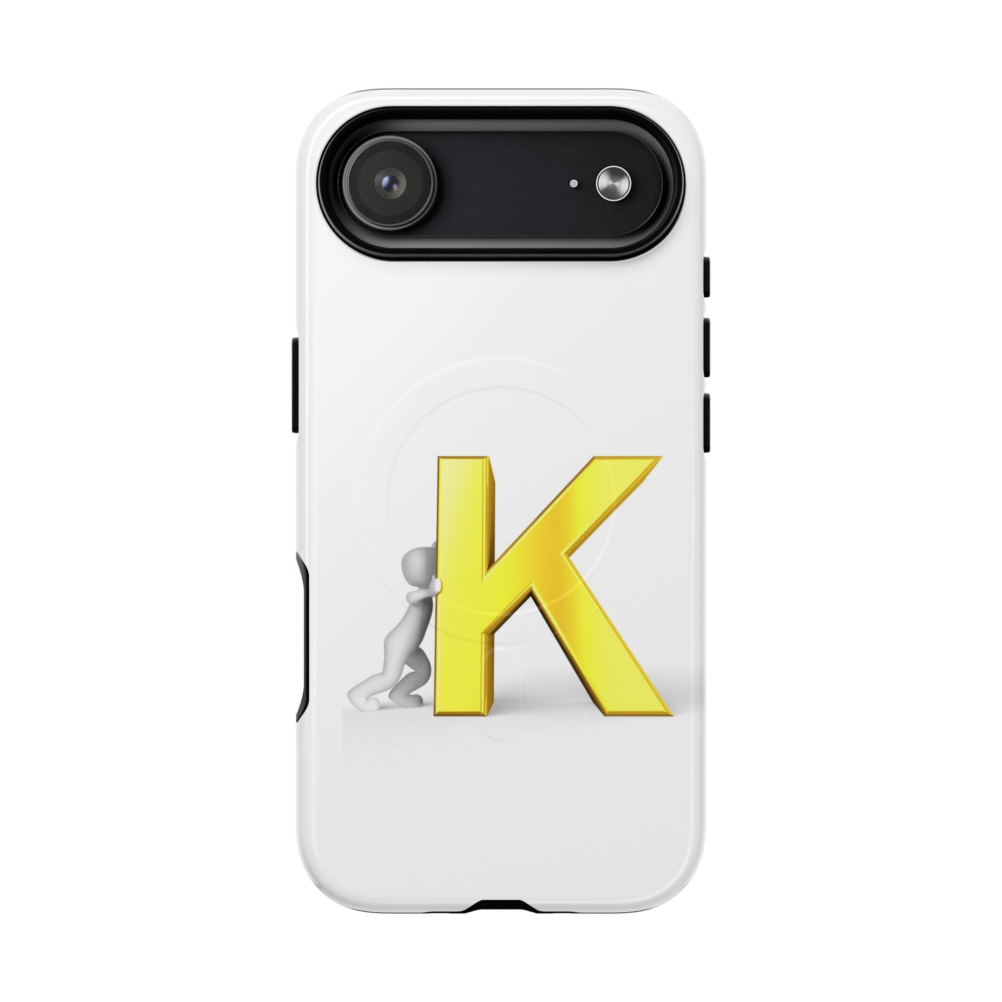 Yellow K Letter Phone Case | Tough Magnetic Case, Monogram Initial K