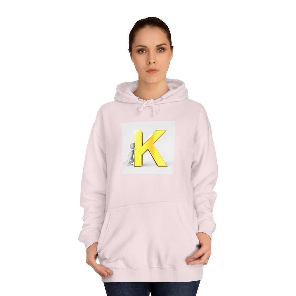 Yellow 3D Letter K hoodie | Initial Monogram, Alphabet Graphic