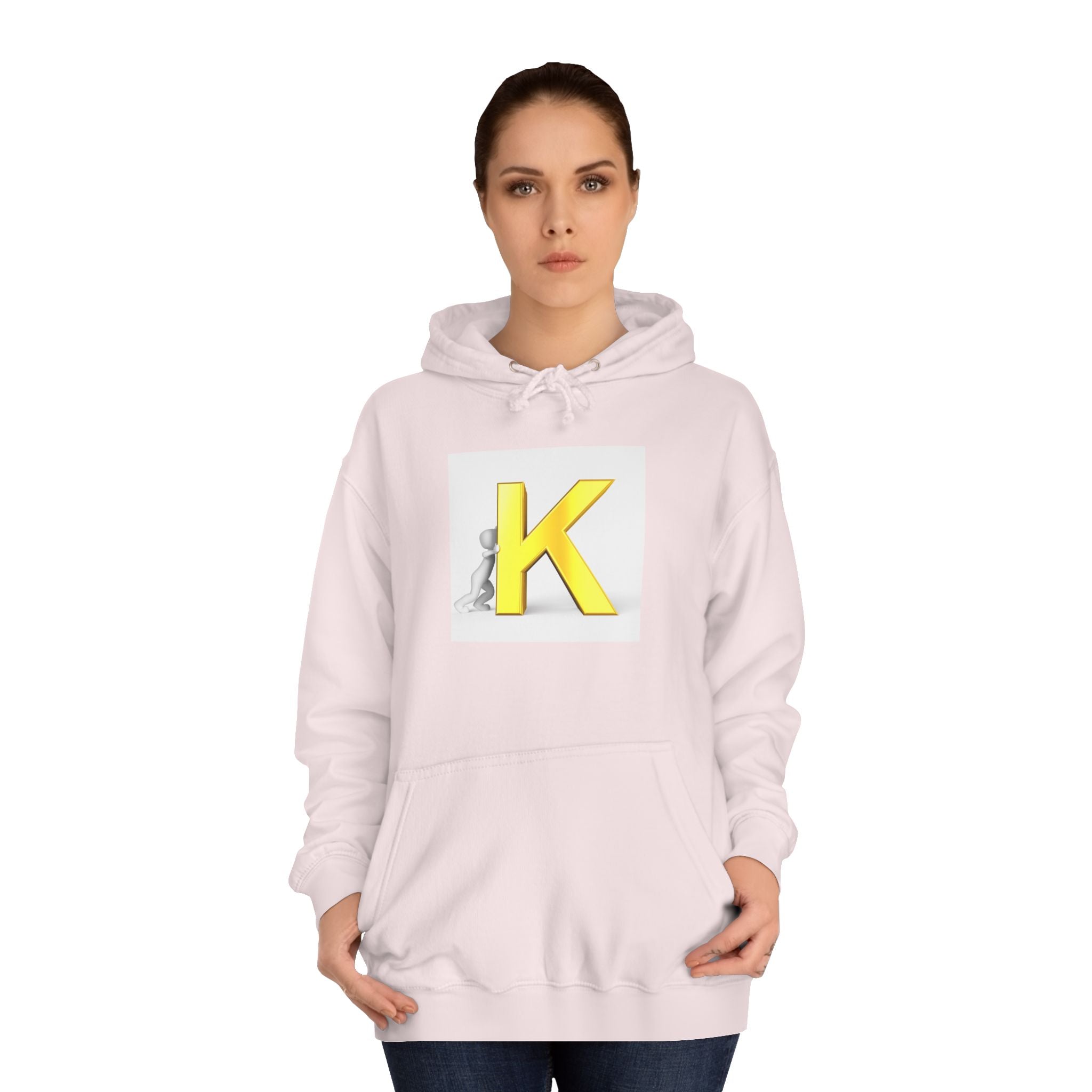 Yellow 3D Letter K hoodie | Initial Monogram, Alphabet Graphic