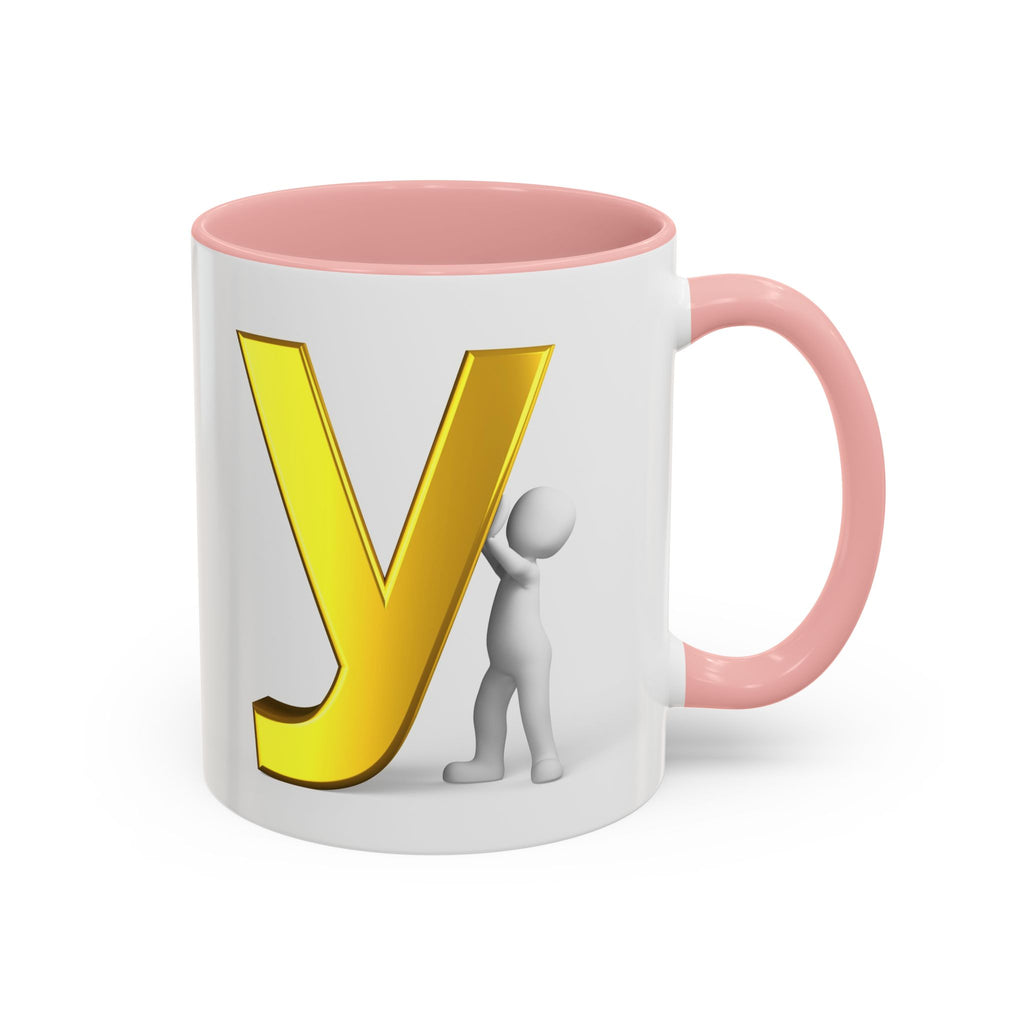 Goldener Buchstabe Y mit 3D-Figur Akzent Kaffeetasse | Initialen Monogramm