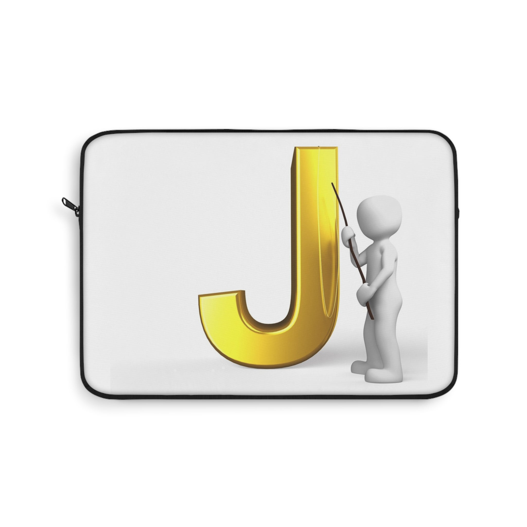 Gold Letter J with Figure Laptop Sleeve | Monogram Initial J