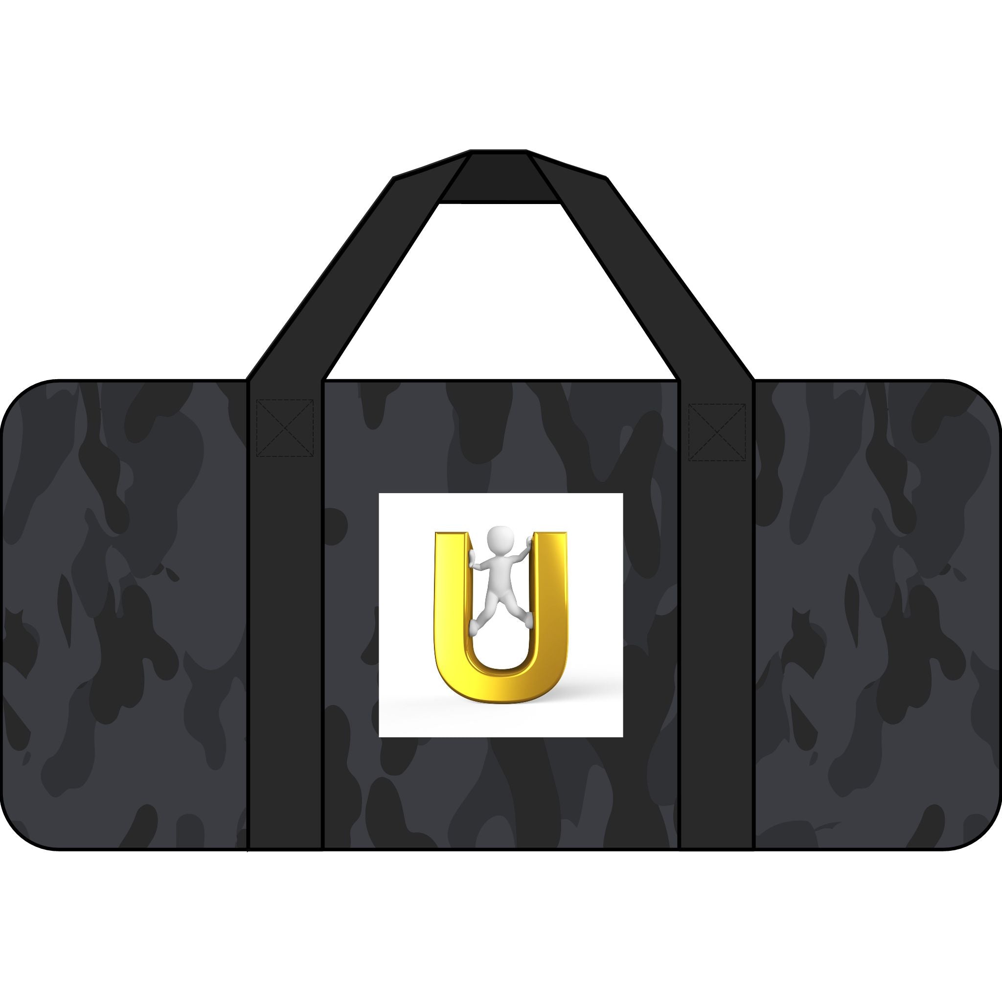 Yellow Letter  U Logo Tripper Duffel Bag | Black Checkered or Camo Strap